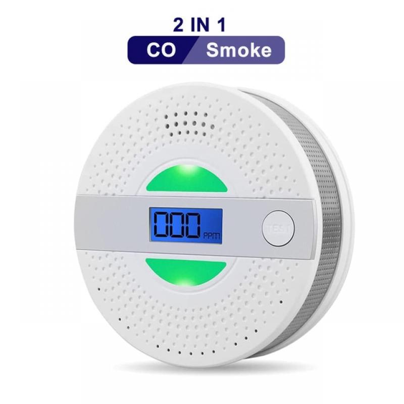 2 in 1 LED Digital Co/Smoke Alarm Carbon Monoxide Detector Voice Warn Sensor Home Security Protection High Sensitive