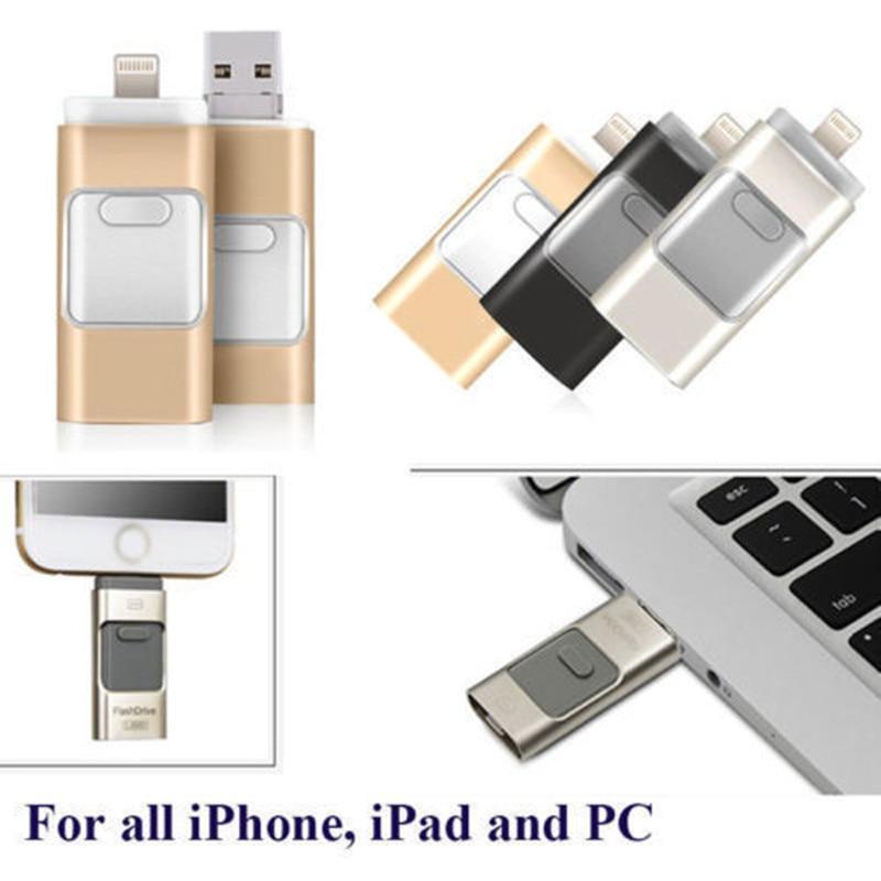 3 in 1 USB 3.0 Flash Drive Memory Stick OTG Pendrive For iPhone PC APPLE 256GB 128GB  64GB  32GB 16GB