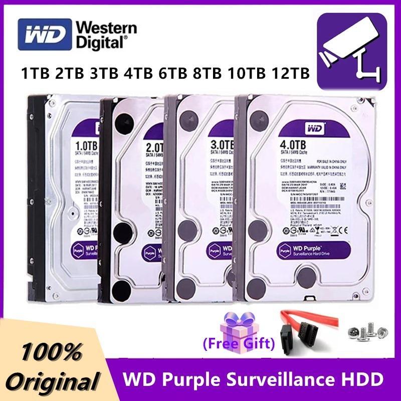 Western Digital WD Purple 3TB 4TB 6TB Surveillance HDD 64M Cache SATA III 6.0Gb/s 3.5" Internal Hard Drive 1TB -12TB HD Harddisk