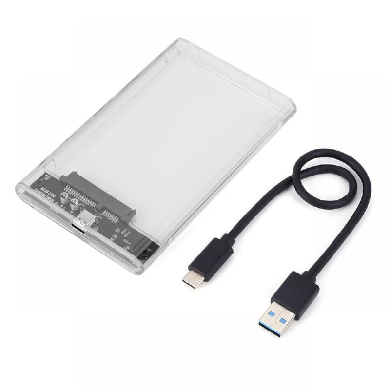 2.5 inch Hard Drive Enclosure SATA To USB3.1 8TB HDD SSD Case USB3.0 To Type-C Transparent Hard Disk Box for Notebook Computer