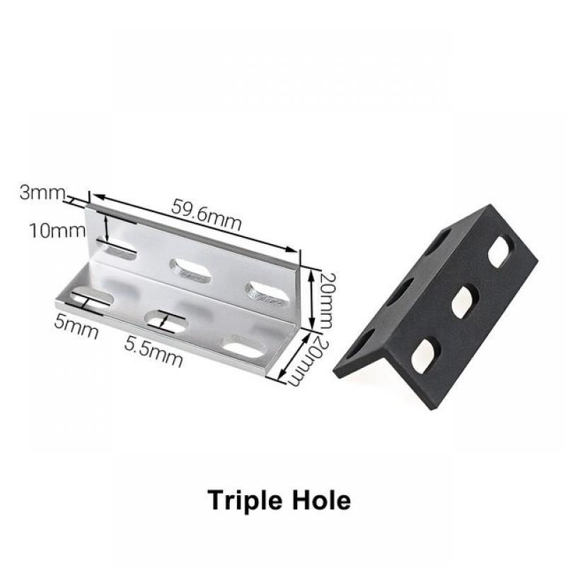 4Pcs Single Double Triple Universal L Type Support Brackets Fitting Angle Aluminum Connector for Aluminium Profile