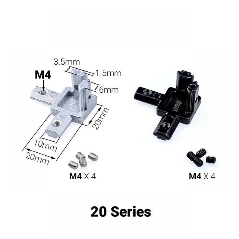 8Pcs 3 Way End Angle Bracket Connectors Three Way Hidden Corner with Set Screws for 2020 3030 4040 Aluminium Extrusion Profile