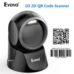 Eyoyo 1D 2D Desktop Barcode Scanner Automatic Sensing Scanning Omnidirectional Hands-Free Barcode Reader QR Platform Scanner
