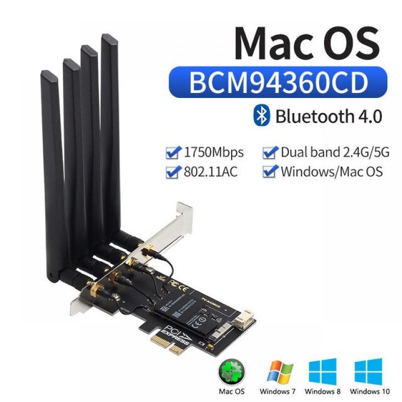 1750Mbps Fenvi T919 PCIe WiFi Card Adapter BCM94360 For MacOS Hackintosh Bluetooth 4.0 802.11ac 2.4G/5GHz Dual Band Desktop PC