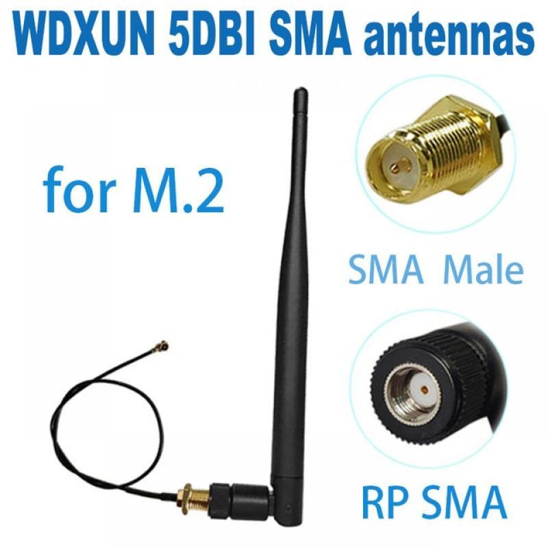 5PCS  ANTENNA 5DB SMA 15cm RP-SAM Antena 2.4GHz  IPEX NGFF miniPCIe All day orientation