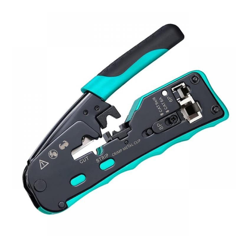 ZoeRax Pass Through RJ45 Crimp Tool Cat5e Cat6 Cat6a Cat7 Crimping Tool for RJ11/RJ12 Standard, RJ45 Pass Through Connectors