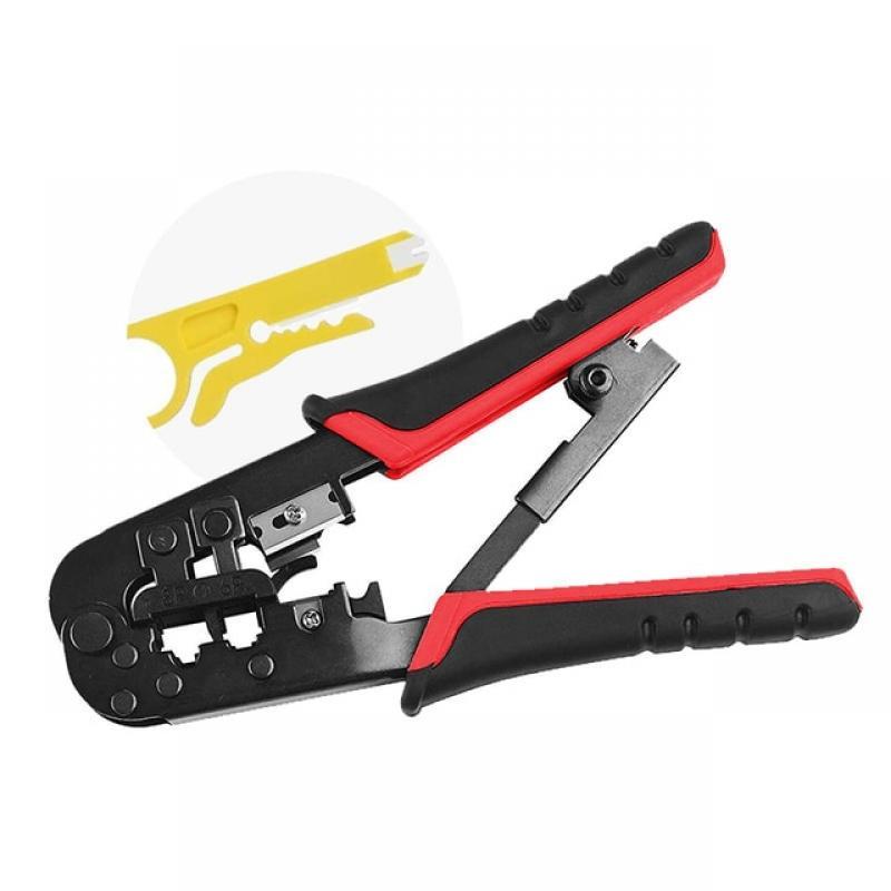 WoeoW [RJ45 RJ12 RJ11 Modular Crimper] for CAT5/5e CAT6 8P/6P/4P Network Connectors and UTP/STP Ethernet Cables Strip Cut Tool