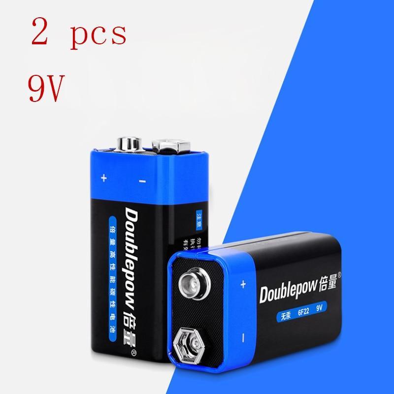 2 PCS 9 volt battery 9V Battery Disposable Carbon = Multimeter Alarm Microphone 6F22 Iron Case Dry Battery