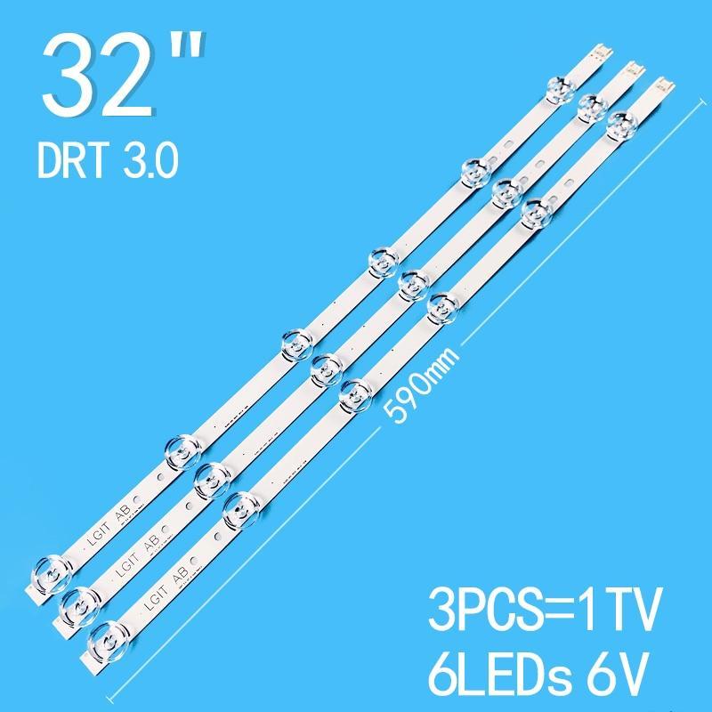 New 3PCS/lot 6LEDs 6V 590mm For LG 32" LCD TV 32LB620B 32LB5600 32LB561U 32LB563V 32LF632 32LB585 32LB570B 32LB550B 32LB5610