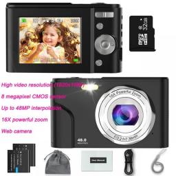 Digital Camera Children Camera For Children Camcorder With 16x Zoom Compact Cameras 1080P 44MP Cameras For Beginner Photography
