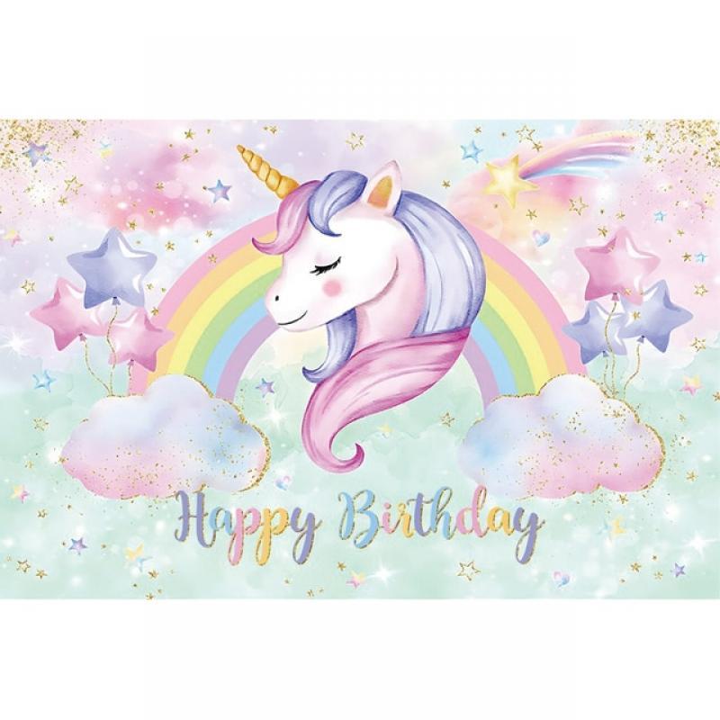 Yeele Dreamy Unicorn Glitters Flowers Newborn Girl Baby Birthday Photography Backdrop Decoration Backgrounds For Photo Studio