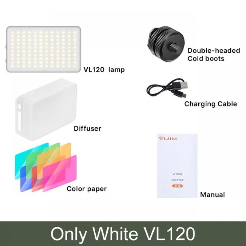 VIJIM VL120 LED Video Camera Light 3200k-6500K 3100mAh Dimmable Studio Lamp Vlog Fill Light W RGB Color Filter Softbox Diffuser