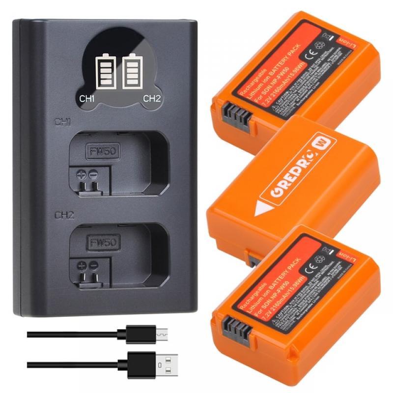 NP FW50 Battery Charger + NP-FW50 Battery for Sony A6000 A6400 A3000 A5000 A6500 A6300 A5100 NEX-3N SLT-A55V A7Rii ZV-E10L