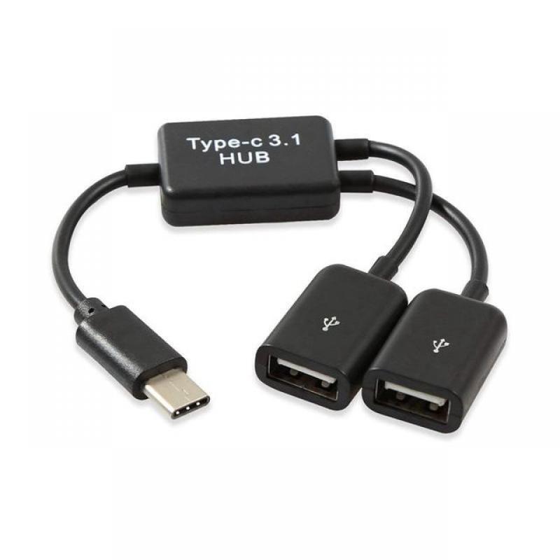 Type C OTG USB 3.1 Male to Dual 2.0 Female OTG Charge 2 Port HUB Cable Y Splitter