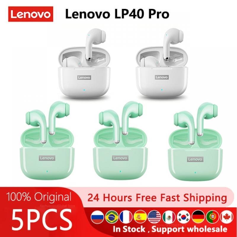 5pcs Lenovo LP40 Pro 100% Original lp40pro TWS Earphones Wireless Bluetooth 5.1 Sport Noise Reduction Headphones Touch Control