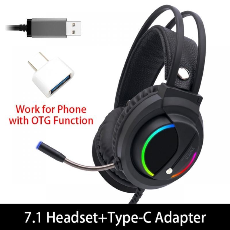 Gaming Headset Gamer 7.1 Surround Sound USB 3.5mm Wired RGB Light Game Headphones with Microphone for Tablet PC Xbox One 360