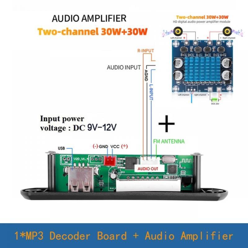 kebidu Wireless Bluetooth 9V-12V MP3 WAV Decoder Board Audio Module USB TF Radio For Car accessories with Remote Controller