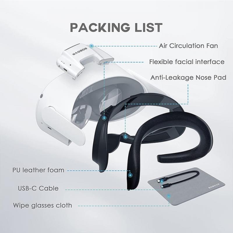 BOBOVR F2 Upgrade Active Air Circulation Facial Interface for Oculus Quest 2 Magnetic Connection Reduce Lens Fogging Soft Pad