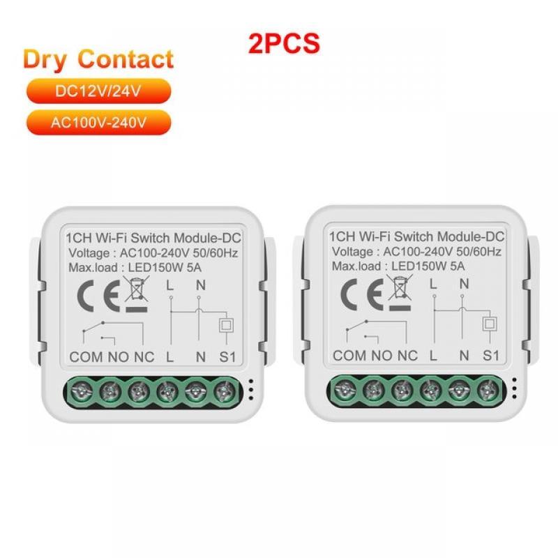 GIRIER Smart Dry Contact WiFi Switch Module Smart Home DIY Breaker Relay DC 12/24V AC 100-240V Works with Alexa Hey Google Alice
