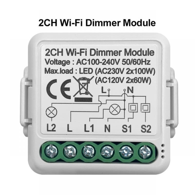 GIRIER Tuya Wifi Smart Dimmer Switch Module 10A Support 2 Way Control 1 2 Gang Compatible with Alexa Google Home Smart Life App