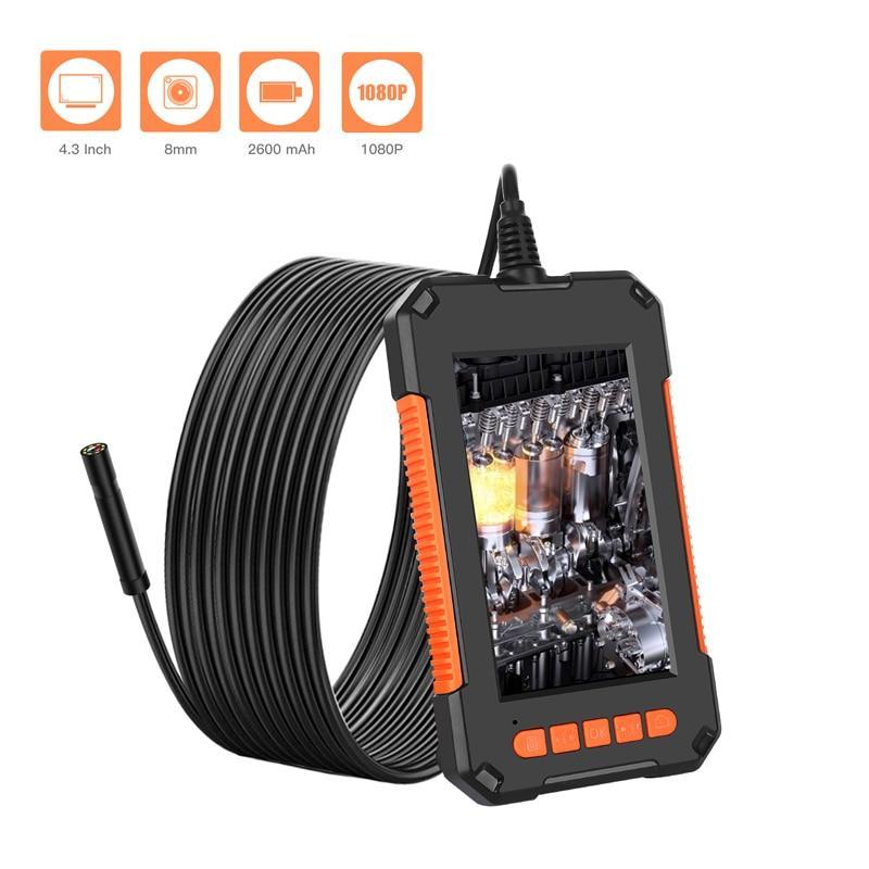 Industrial Endoscope Camera 1080P HD 4.3inch LCD Screen endoscope IP67 Waterproof borescope 8mm 8 LED lights Support TF Card