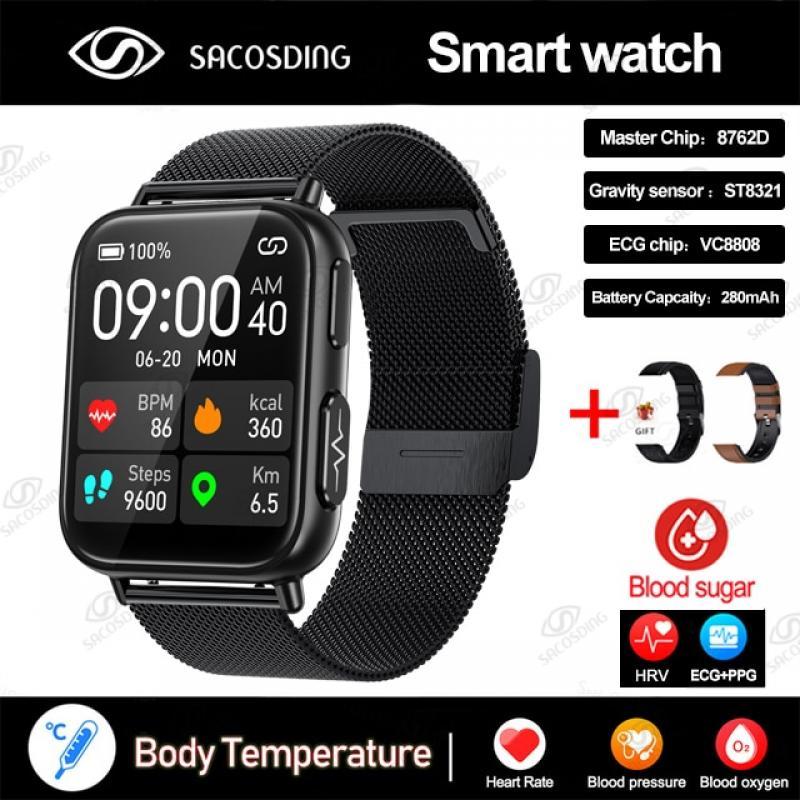 2023 New Blood Glucose Monitor Health Smart Watch Men ECG+PPG Blood Pressure Measurement IP68 Waterproof Sport Ladies smartwatch