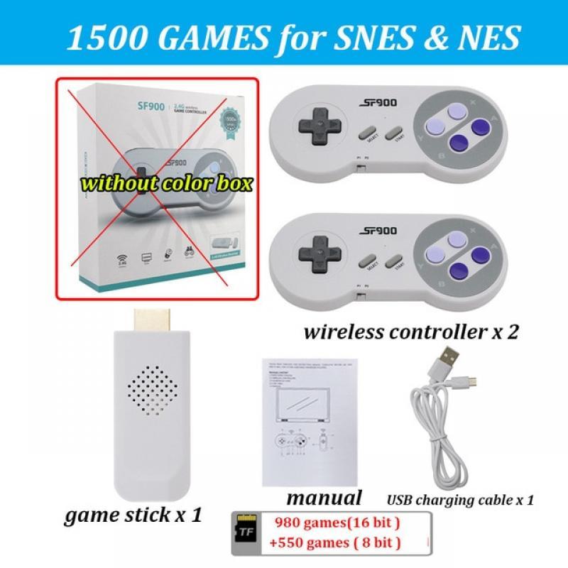 SF900 Video Game HD TV Retro Console for Super Nintendo SNES NES 1500 Classic Games Mini Portable Game Stick Wireless Controller