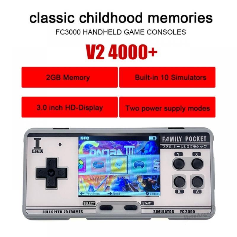 FC3000 V2 Retro Handheld Video Game Console Built-in 4000+ Classic Games Portable Console Support 10 Formats Game AV Out Put
