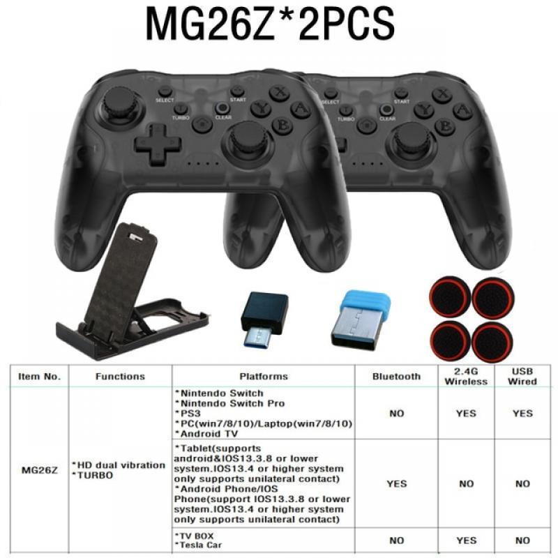 2PCS Bluetooth 2.4G Wireless Controller For Nintendo Switch Pro PC TV Box Smart Phone Tablet PS3 Tesla Shock Joystick Gamepad