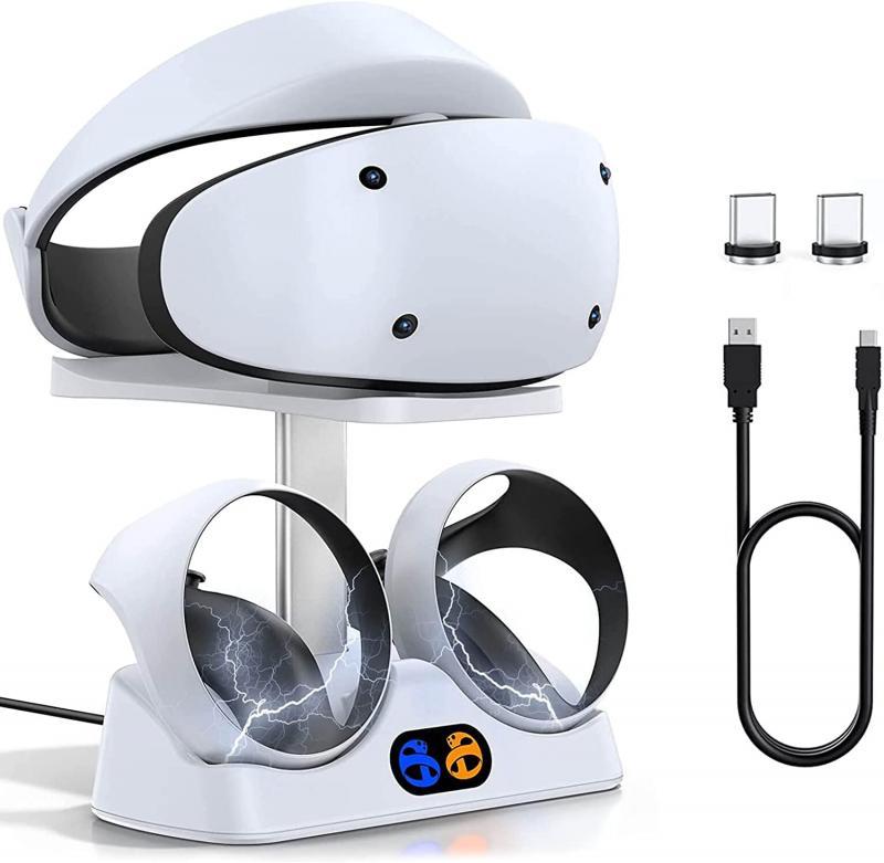 Charging Station for PSVR 2 Controller Lightning Dock PS5 VR2,VR Sense Controller Charger PSVR2 Accessory Headset Display Stand