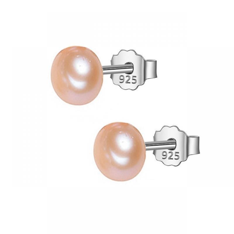 Trustdavis Authentic 925 Sterling Silver Sweet Irregular Baroque Pearl Stud Earrings For Women Wedding Party FIne Jewelry DA1224