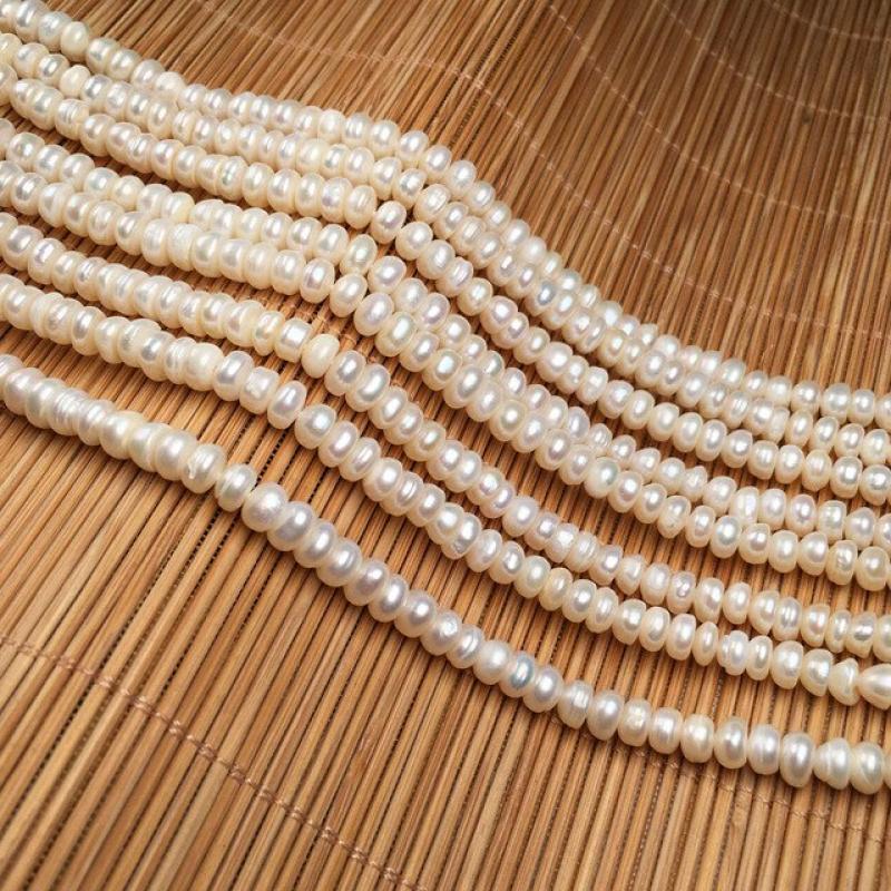 100%Natural Freshwater Pearl Bead White Flat shape Spacer Punch Loose Beads For Jewelry Making DIY Necklace Bracelet Accessories