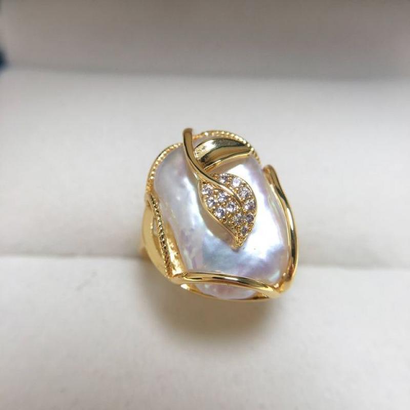 ZHBORUINI 2022 Baroque Pearl Ring 100% Real Natural Freshwater Pearl 18K Gold Plating Women Jewelry Individual Ring Wholesale