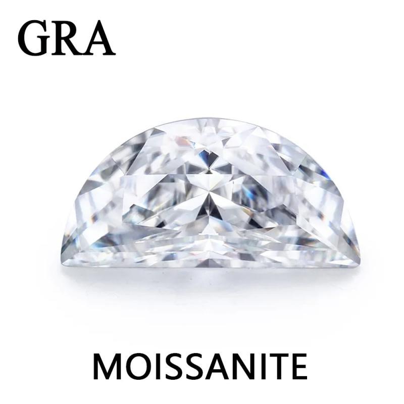 Jewellers Loose Moissanite Half Moon Shaped 5x7mm 1ct Gemstones D Color White VVS1 Clarity High Quality Set Diamonds