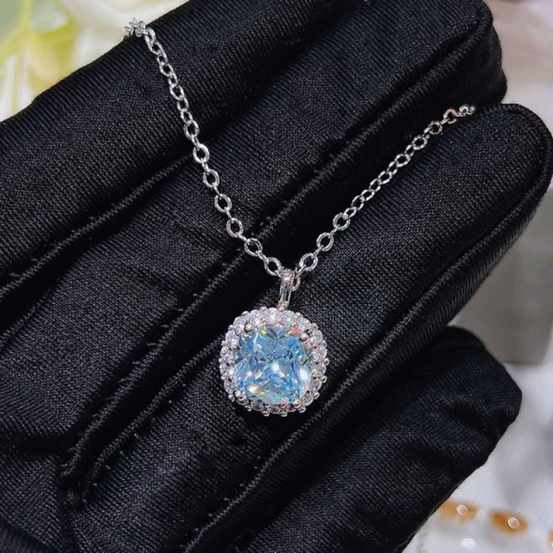 Genuine 925 Sterling Silver Sapphire Necklace Blue Pendant for Women Collares Mujer Pendant Necklaces Sapphire Jewelry Gemstone