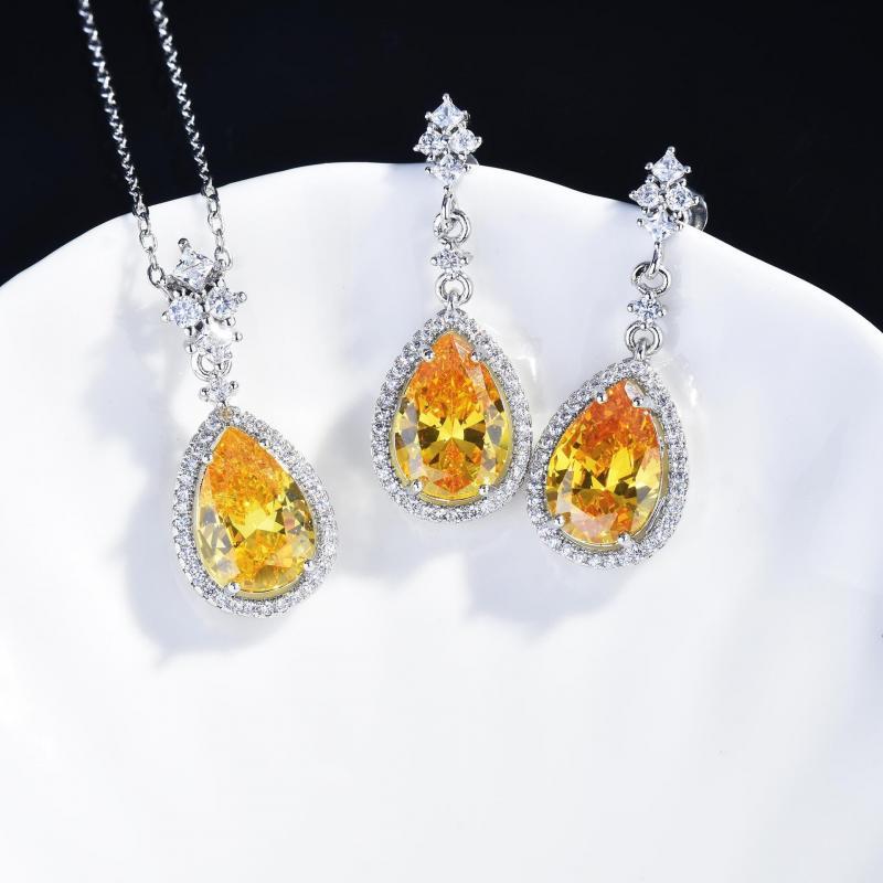 DIWENFU 100% 925 Sterling Silver Earring and Pendant for Women Fashion Sapphire Bizuteria Gemstone Necklace/Earrings Orecchini