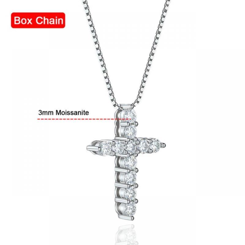 Serenty Day Real D Color 3mm 4mm 5mm Full Moissanite Cross Necklace For Women 100% S925 Sterling Silver Jesus Chain Fine Jewelry