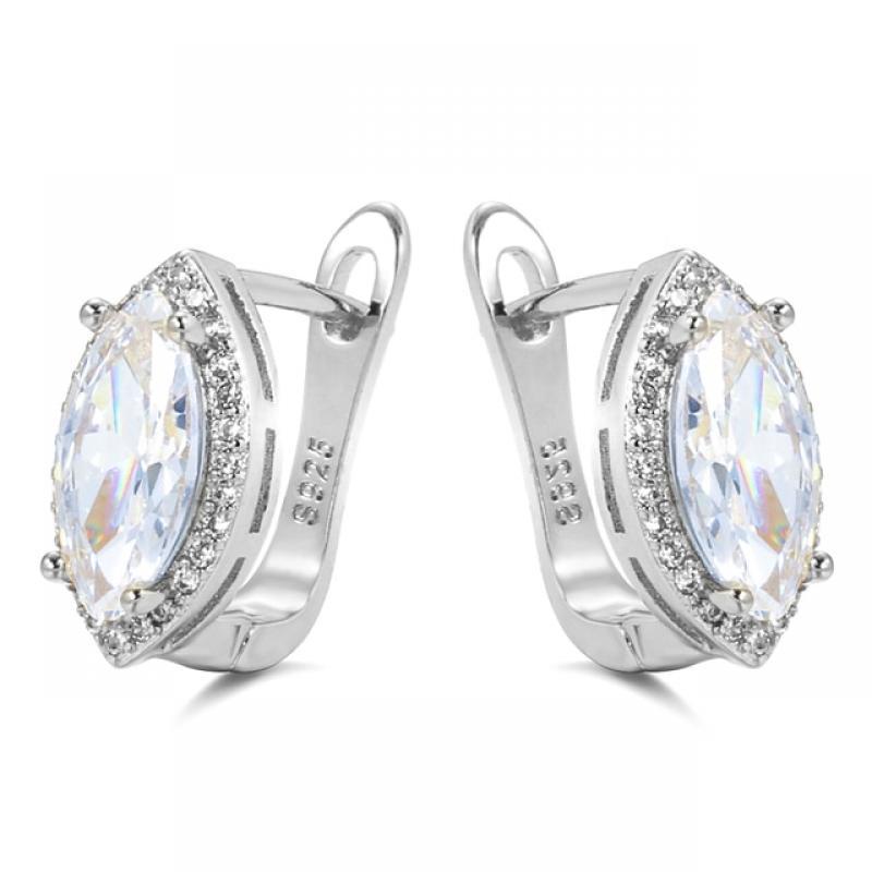 Kinel Luxury Simple Natural Zircon Stud Earrings For Women Fashion 925 Silver Bridal Wedding Earrings OL Crystal Jewelry Gifts