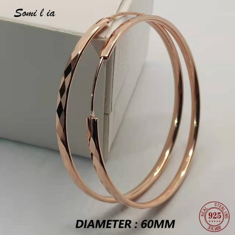 Somilia - Rose Gold Women's Round Earring, New Collection 100% 925 Sterling Silver Big Hoop Earrings Fashion Women Jewelry