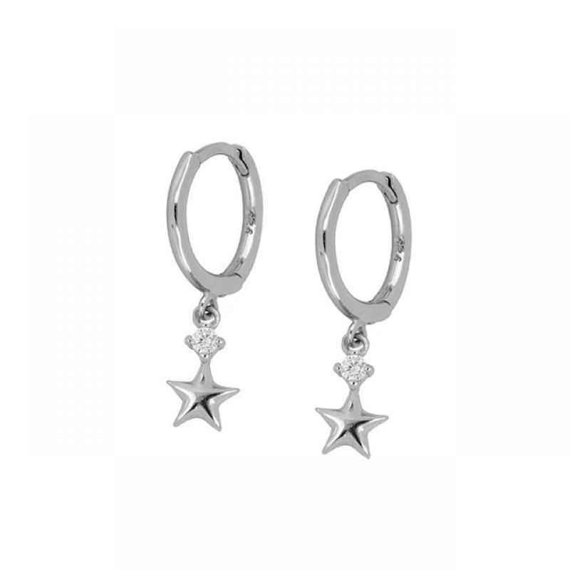 925 Sterling Silver Needle Fashion fine Star Dangle Earrings CZ Zircon Small Circle Huggie Hoop Earrings For Women Jewelry 2022