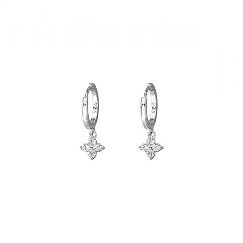 925 Sterling Silver Floral Sweet Earrings Temperament Simple Inlaid Zircon for Women Wedding Jewelry Accessories
