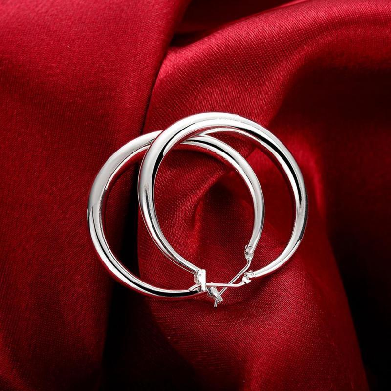 925 Sterling Silver 33mm Big Circle Round Hoop Earring For Women Unusual Earrings 2022 Trend Christmas Jewelry Free Shipping