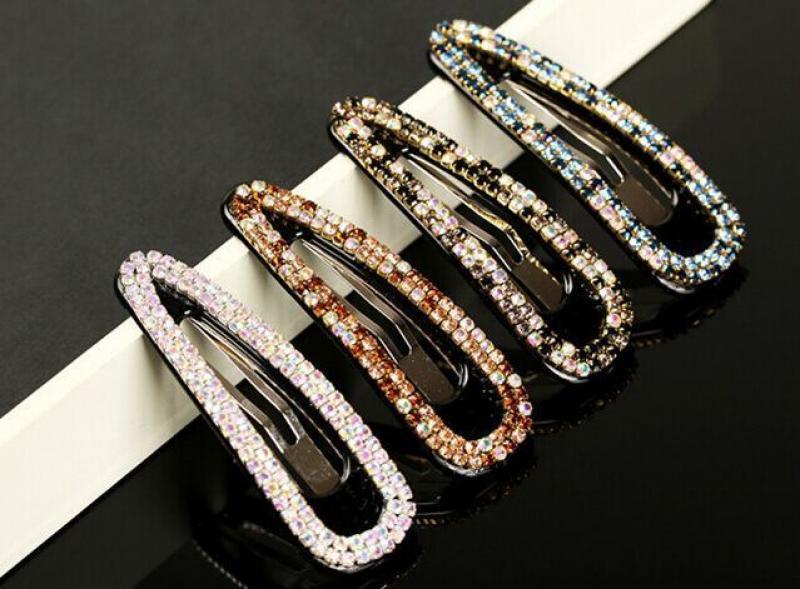 Women's cospay Korean Headwear Trumpet BB Mix Rhinestone Hairpin Fringe Clip Hollow Out Edge Clamp Lovely Dia-mond Hair Decorate