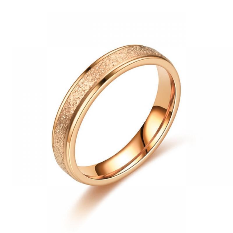 Rose Gold Stainless Steel Frosted Curved Large Size Ring Steel Color 6mm Wide Simple Geometric Type Gold Rings for Women