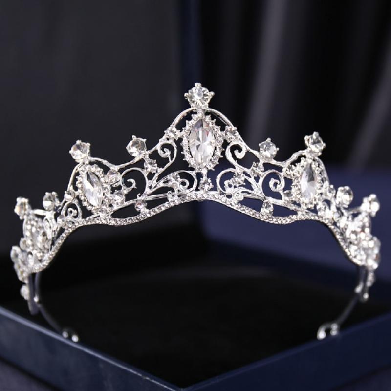 Silver Color Crysta Crowns And Tiaras Baroque Vintage Crown Tiara For Women Bride Pageant Prom Diadem Wedding Hair Accessories