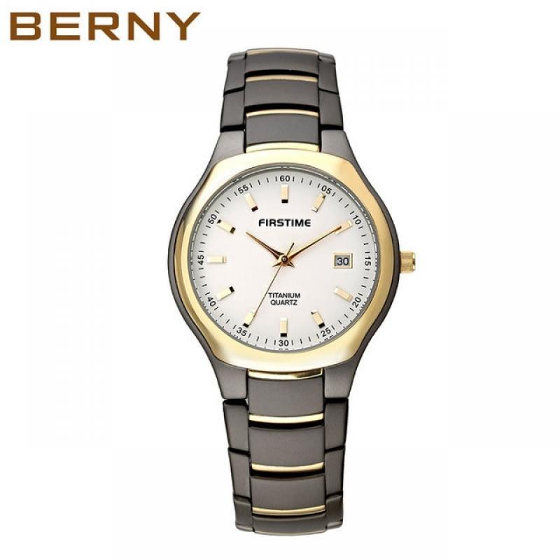 BERNY Quartz Titanium Watch for Men Ultra Lightweight Wristwatch Gold Tone Calendar Watches  Japan Luxury Male Clock Waterproof