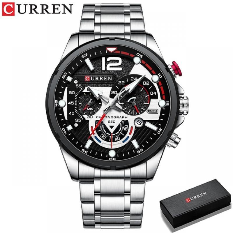 CURREN Casual Business Chronograph Waterproof Stainless Steel Watch Mens New Luxury Fashion Quartz Men wristwatch  часы мужские