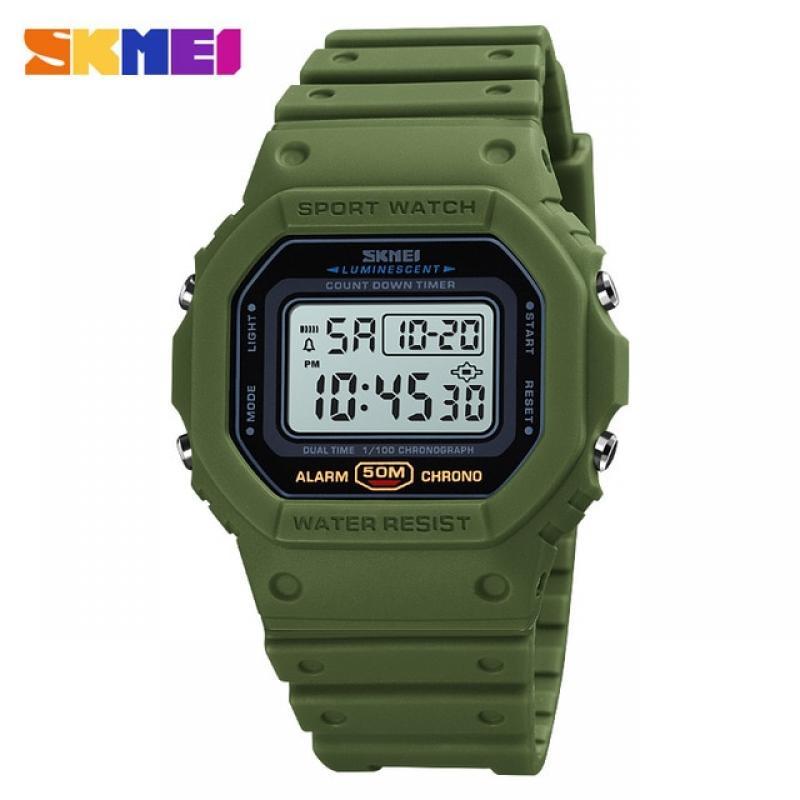 SKMEI 2 Time Count Down Mens Wristwatches Fashion Retro Male Watches reloj hombre Multifunctional Digital Sport Watch Men