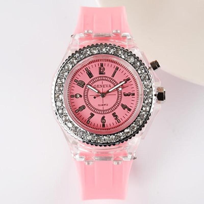 LED Light Flash Luminous Watches Women Men Boys Girls Silicone Wrist Watch Fashion Rhinestone Clock Kids Children Relogio Saati