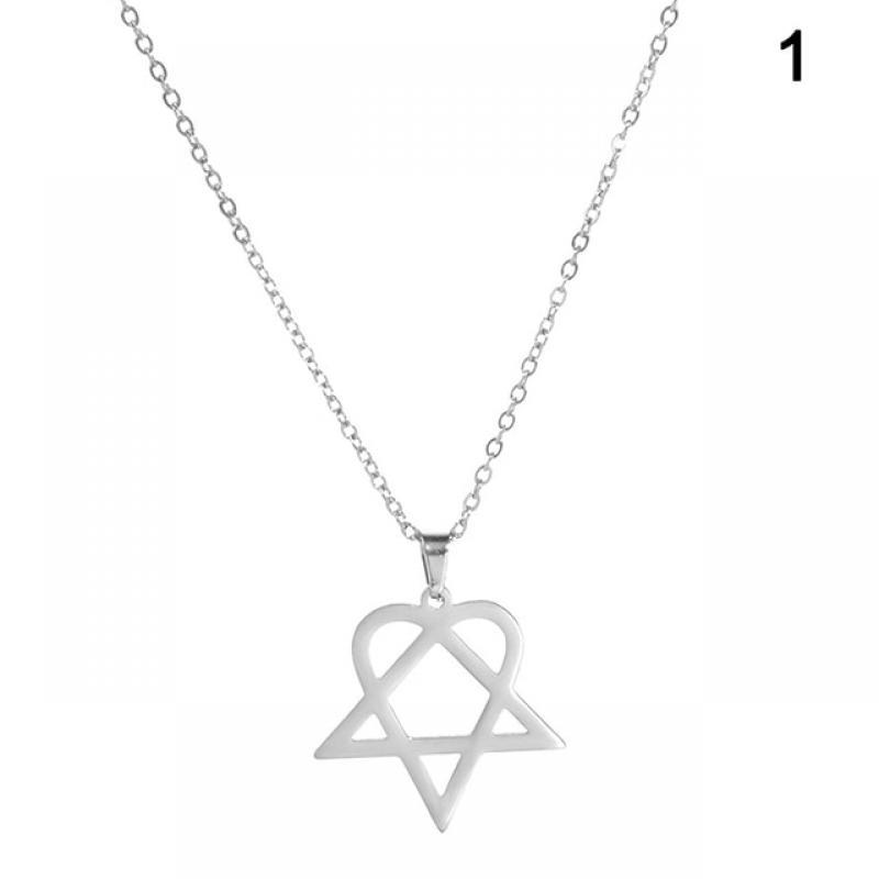 Classic simple personality Heartagram Star Heart Stainless Steel Pendant Necklace Women's Retro Sequin Coin Clavicle Necklaces